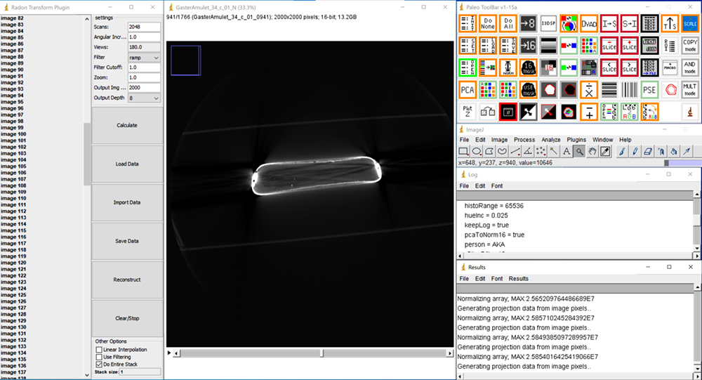 ImageJ screengrab of Radon Transform