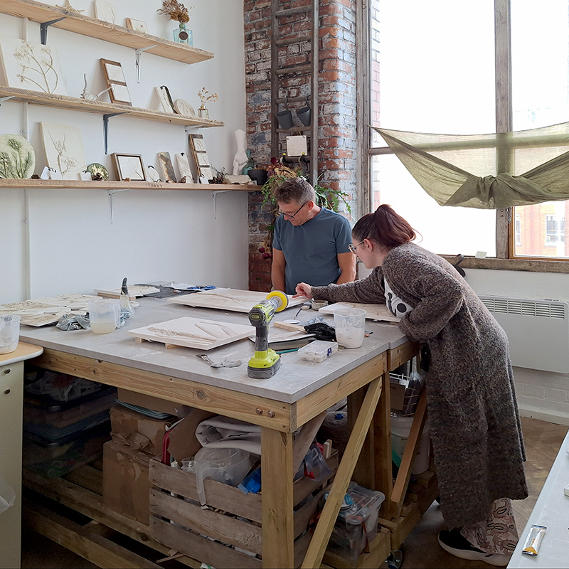 Shane visiting Janet Howkins in her studio